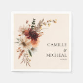Elegante Herbstblütenhochzeit Serviette (Vorderseite)