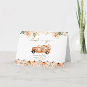 Elegante Herbstdusche Floral Pumpkin Truck Kinderd Dankeskarte (Vorderseite)