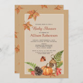 Elegante Herbstdusche lässt Pumpkin Baby Dusche Einladung (Vorne/Hinten)