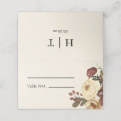 Elegante Herbstfall-Floral Hochzeit-Platzkarte Platzkarte (Außenseite Aufgefaltet)