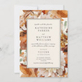 Elegante Herbstfarben-Blumenrahmen Hochzeit Einladung (Vorderseite)