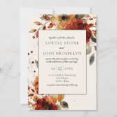 Elegante Herbstfarben-Blumenrahmen Hochzeit Einladung (Vorderseite)