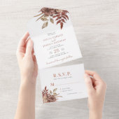 Elegante Herbstfarben Hochzeit im Wasser All In One Einladung (Abreißen)