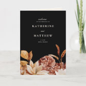 Elegante Herbstfeier Schwarze Hochzeit Programm (Vorderseite)