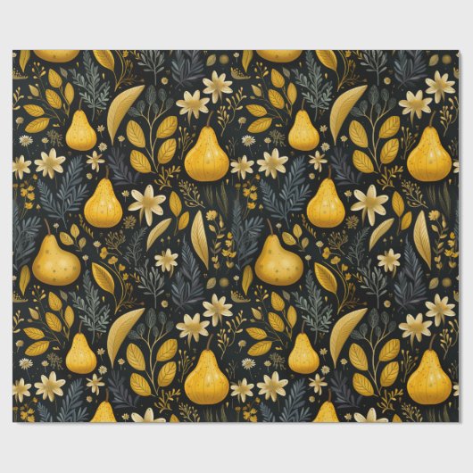Elegante Herbstfest, in Golden und Moody Gray, Geschenkpapier (Flach)