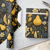 Elegante Herbstfest, in Golden und Moody Gray, Geschenkpapier