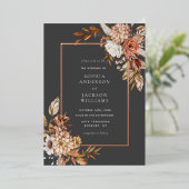 Elegante Herbstflora Hochzeitsfoil Folieneinladung (Stehend vorne)