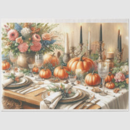 Elegante Herbstfloral Pumpkin Dekoupage Seidenpapier