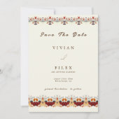 Elegante Herbstflorallinie Save the Date Karte (Vorderseite)