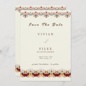 Elegante Herbstflorallinie Save the Date Karte (Vorne/Hinten)