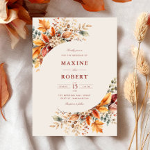 Elegante Herbstfoliage Weiche Wasserfarben-Hochzei