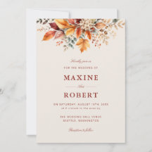 Elegante Herbstfoliage Weiche Wasserfarben-Hochzei