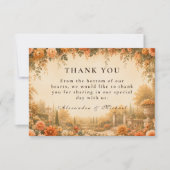 Elegante Herbstgartenhochzeit Dankeskarte (Vorderseite)
