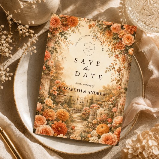 Elegante Herbstgartenhochzeit Save The Date
