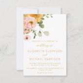 Elegante Herbsthochzeit Marigold Blush Bloral Wedd Einladung (Vorderseite)