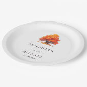 Elegante Herbsthochzeit Rustikale Herbstbaumhochze Pappteller (Schrägansicht)