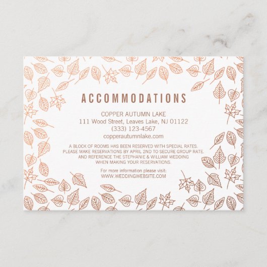 Elegante Herbstkarte für Kupferunterkünfte Begleitkarte (Vorderseite)