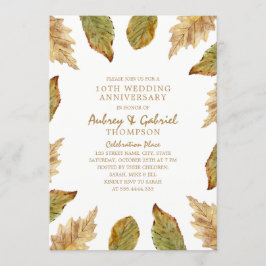 Elegante Herbstlaub 10. Hochzeitstag Einladung