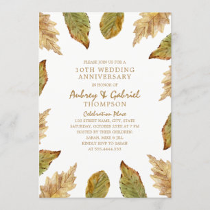Elegante Herbstlaub 10. Hochzeitstag Einladung