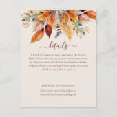 Elegante Herbstlaub Details zur Herbsthochzeit Begleitkarte (Vorderseite)