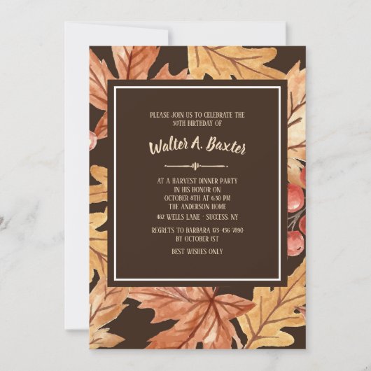 Elegante Herbstlaub Einladung (Vorderseite)