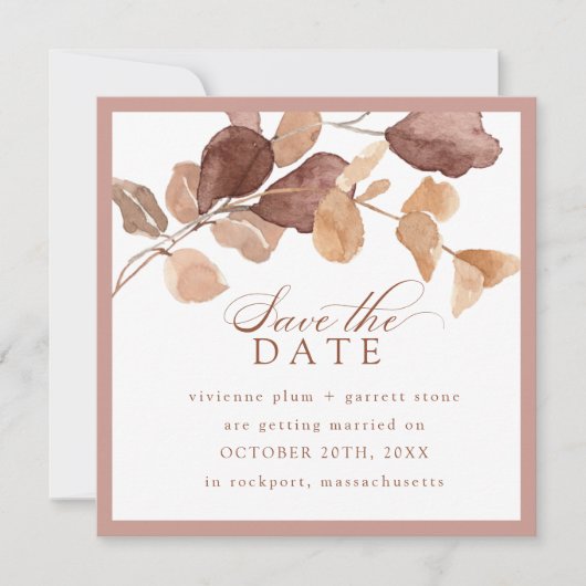 Elegante Herbstlaub Foto Save the Date Karte (Vorderseite)