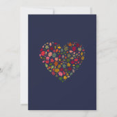 Elegante Herbstlaub Heart Navy Blue Floral Wedding Einladung (Rückseite)
