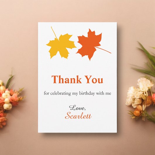 Elegante Herbstlaub Herbst Blüte 60. Geburtstag Dankeskarte