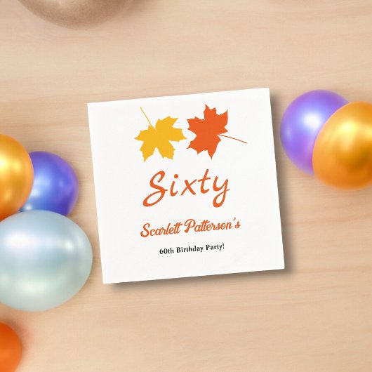 Elegante Herbstlaub Herbst Blüte 60. Geburtstag Serviette