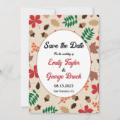 Elegante Herbstlaub Herbst Moderne Blumenhochzeit Save The Date (Vorderseite)