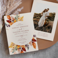 Elegante Herbstlaub Herbst QR Code Foto Hochzeit