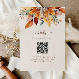 Elegante Herbstlaub Herbst QR-Code Hochzeit RSVP Karte