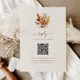Elegante Herbstlaub Herbst QR-Code Hochzeit RSVP Karte