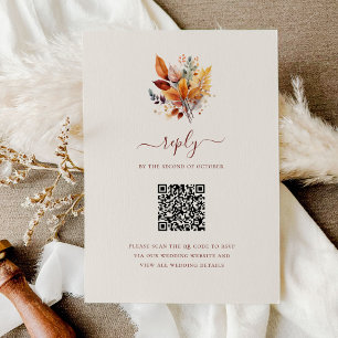 Elegante Herbstlaub Herbst QR-Code Hochzeit RSVP Karte