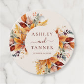 Elegante Herbstlaub Herbsthochzeit Geschenkanhänger (Vorderseite)