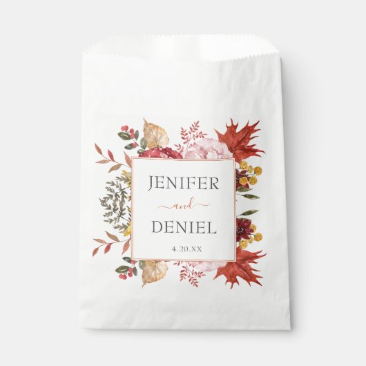 Elegante Herbstlaub Herbsthochzeit Geschenktütchen (Vorderseite)