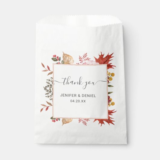 Elegante Herbstlaub Herbsthochzeit Geschenktütchen (Vorderseite)