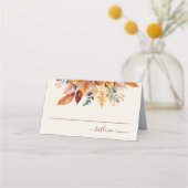 Elegante Herbstlaub Herbsthochzeit Platzkarte (Vorderseite)