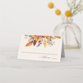 Elegante Herbstlaub Herbsthochzeit Platzkarte