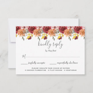 Elegante Herbstlaub Herbsthochzeit RSVP Karte