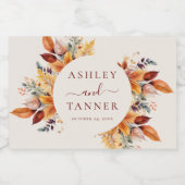 Elegante Herbstlaub Herbsthochzeit Schaumweinetikett (Einzelnes Label)