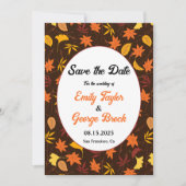 Elegante Herbstlaub Hochzeit im Herbst Save The Date (Vorderseite)