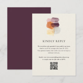 Elegante Herbstlaub QR Code Online-Hochzeit RSVP Karte