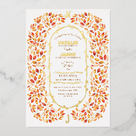 Elegante Herbstlaub Rustic Boho Wedding Folieneinladung
