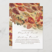 Elegante Herbstlaub und Glitzer-Hochzeit Einladung (Vorne/Hinten)