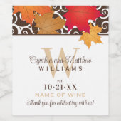 Elegante Herbstlaub Wedding Monogram Weinetikett (Einzelnes Label)
