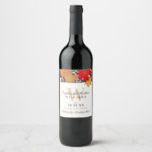 Elegante Herbstlaub Wedding Monogram Weinetikett (Vorderseite)