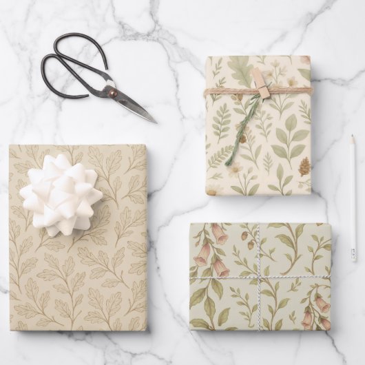 Elegante Herbstlaube | Boho Minimalistisch Farmhou Geschenkpapier Set (Vorderseite)