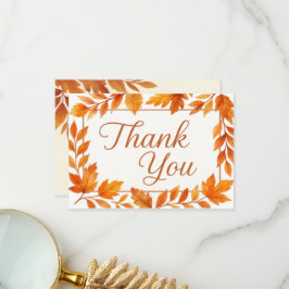 Elegante Herbstlaube & Copper Script rustikale Hoc Dankeskarte