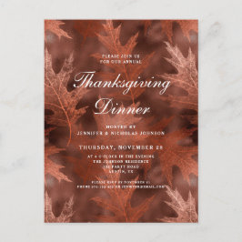 Elegante Herbstlaube Erntedank Dinner Einladungspostkarte